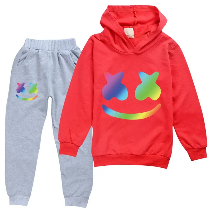 2023 DJ Marshmello Spring Season Autumn Clothing Set Kids Hoodies and Pants Suit Cosplay Boys Tracksuit Teen Girl Casual Outfits