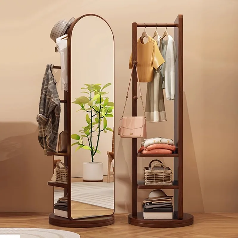 Full-length mirror Floor-to-ceiling mirror Household girls' bedroom Rotatable mobile fitting mirror Hanging clothe