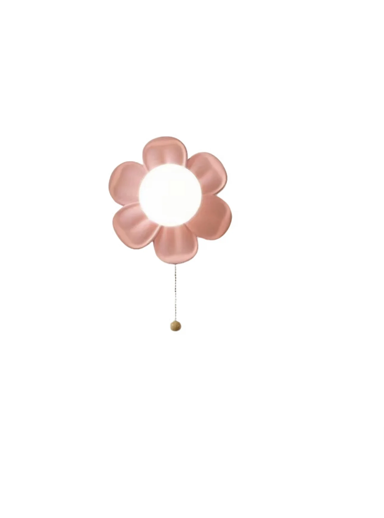 Modern Flower Wall Sconce with Pull Chain Switch, Cream Minimalist Wall Lamp for Kids Bedroom Study Room Bedside, E27 Base
