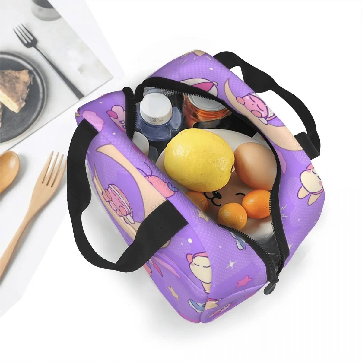 Bolsa de almuerzo con aislamiento Kirbys Night Sky Lullaby, contenedor de almuerzo de alta capacidad, bolsa refrigeradora, caja de almuerzo, bolsa de comida para oficina al aire libre