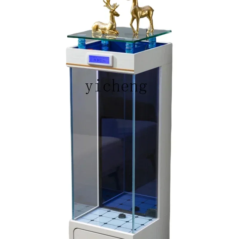 

Y1 Floor Fish Tank Aquarium Living Room Home Ecological Wall Gold Crystal Super White Glass