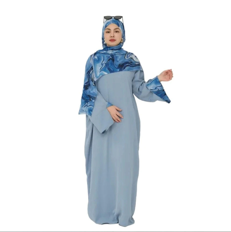 

Мусульманский комплект Рамадана, платье-хиджаб Абая, однотонное Закрытое женское мусульманское платье Абая с принтом, исламский хиджаб, новинка 2025 года, Clothingt