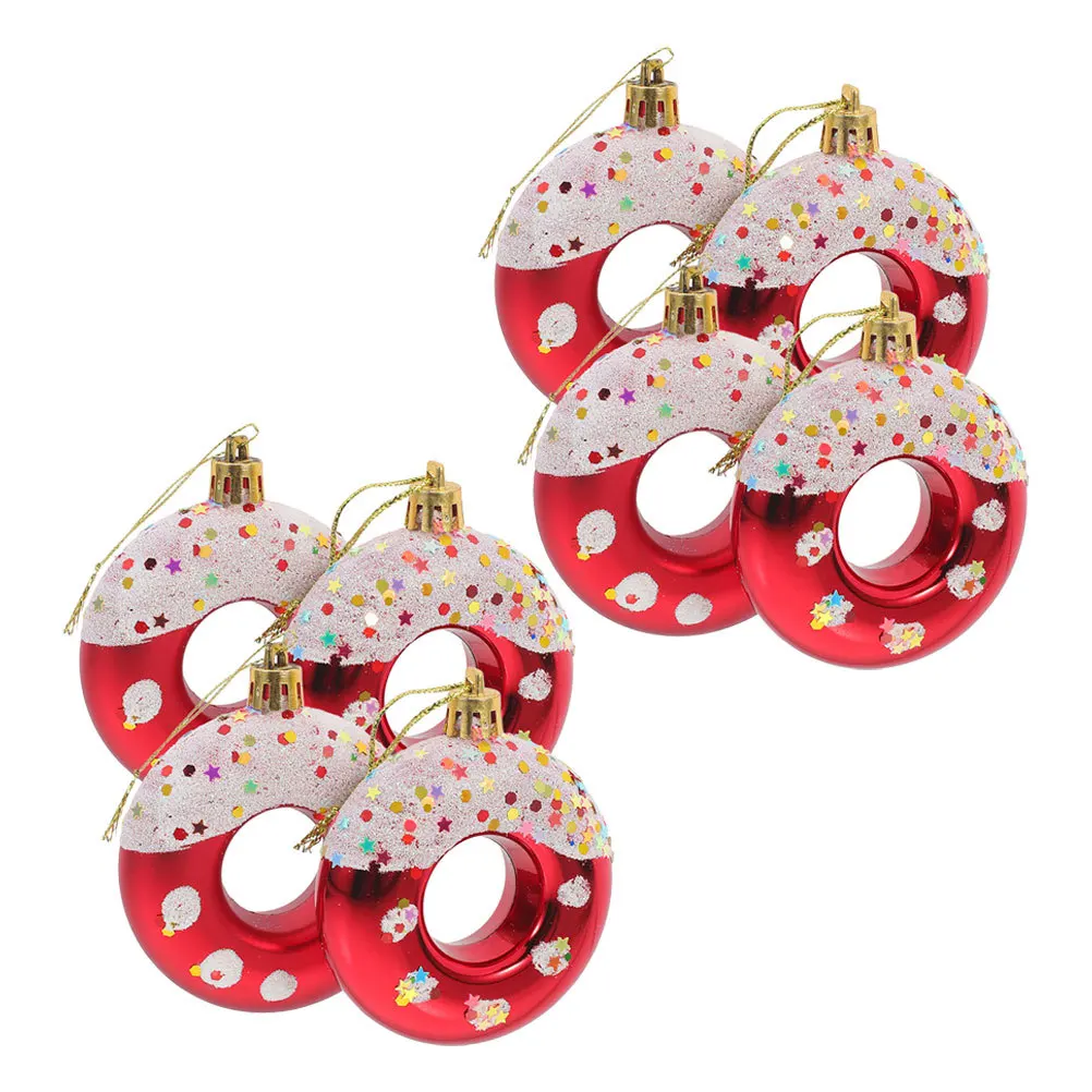 

8 Pcs Wedding Donut Decor Holiday Tree Ornaments New Year Candy Donuts Doughnut Hanging Decorations Bread Christmas
