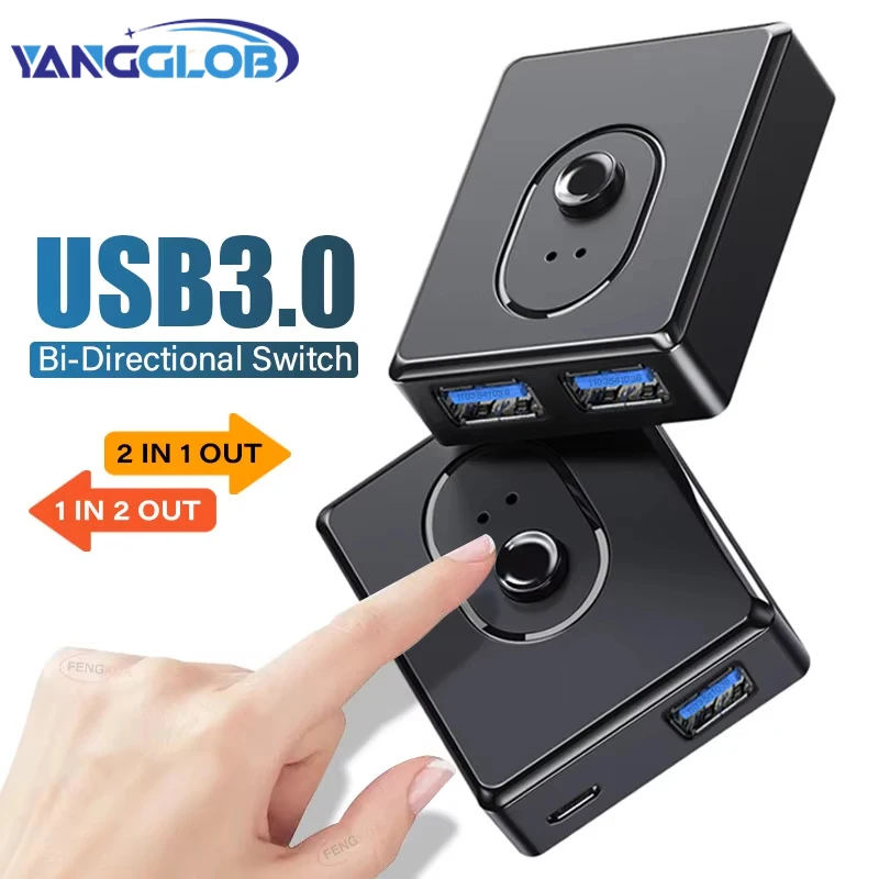 USB 3.0 Switcher KVM Switch 1x2/2x1 Bidirectional USB Hub for Computer Laptop to Keyboard Mouse Printer U Disk USB 2.0 Extender