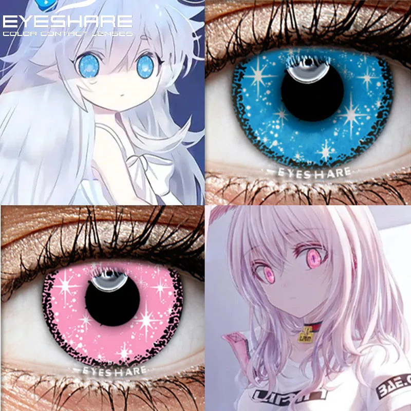 Lente de contato colorida cosplay lentes coloridas para olhos cosméticos anime lentes 2 pçs contatos coloridos alunos coloridos anuais para olhos