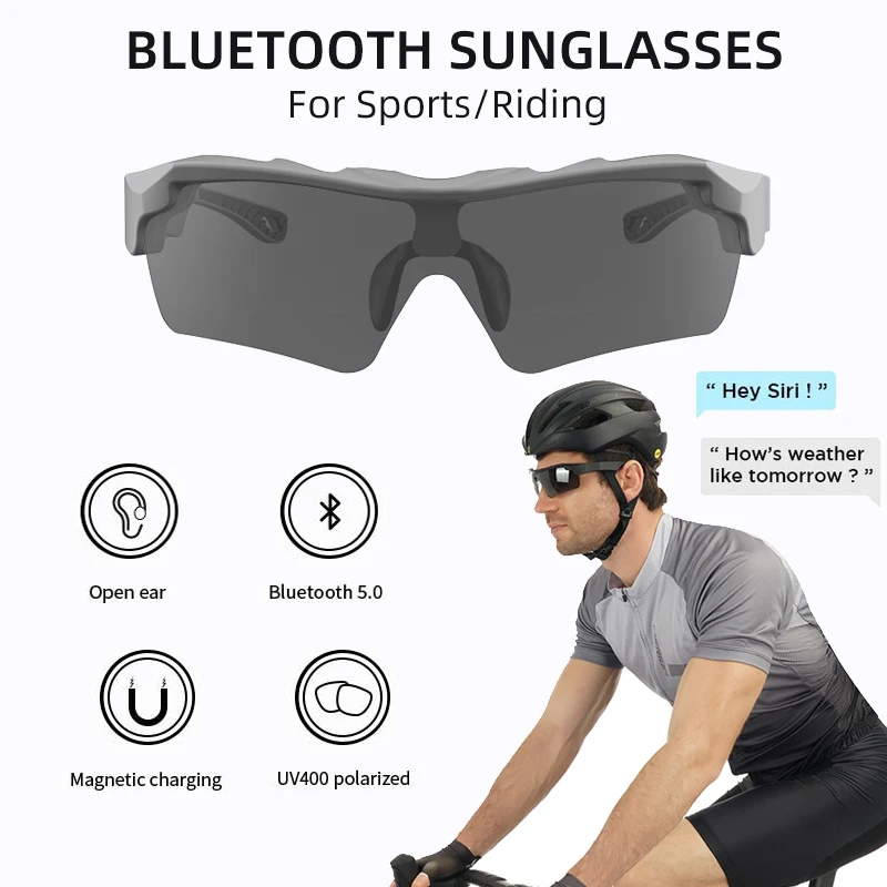 Inteligentne okulary Bluetooth 5.0 słuchawki jazda sportowe okulary bezprzewodowy zestaw słuchawkowy słuchawki UV400 spolaryzowane soczewki muzyczne okulary