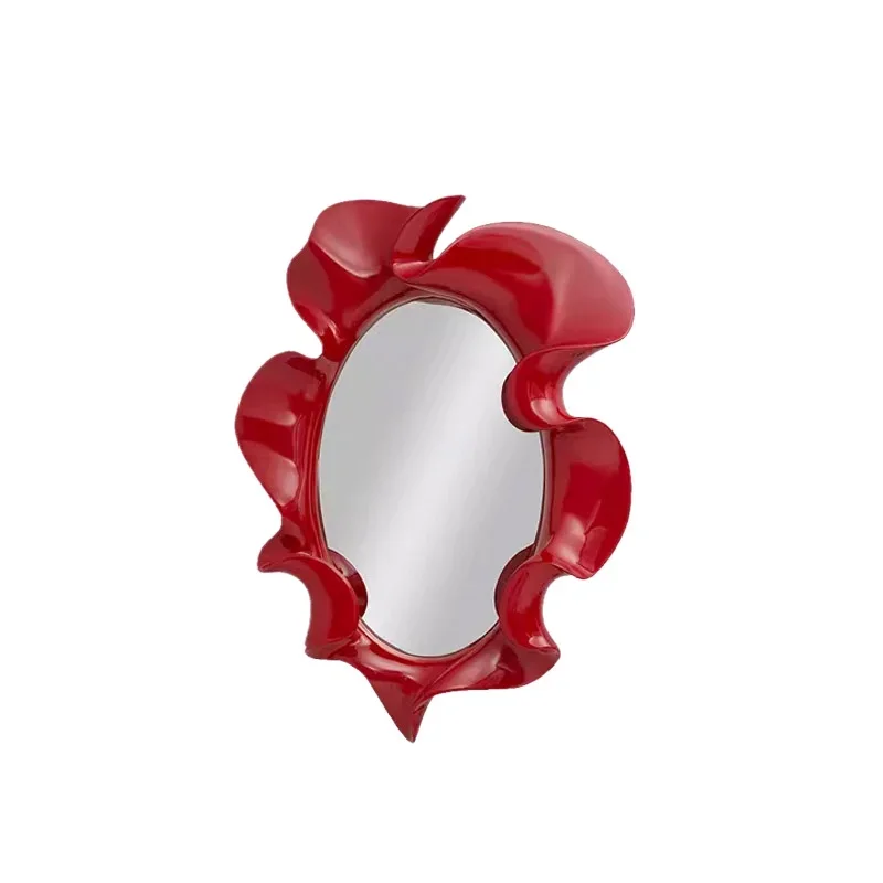 

Light luxury fiberglass flower shaped mirror, personalized makeup mirror for living room