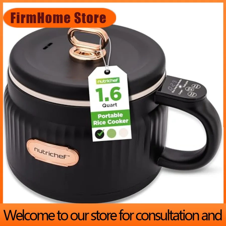 FirmHome Store1.6 QT Portable Electric Rice Cooker Lunch Maker Multi-Functional Non-Stick Ceramic Coating Digital Control Panel