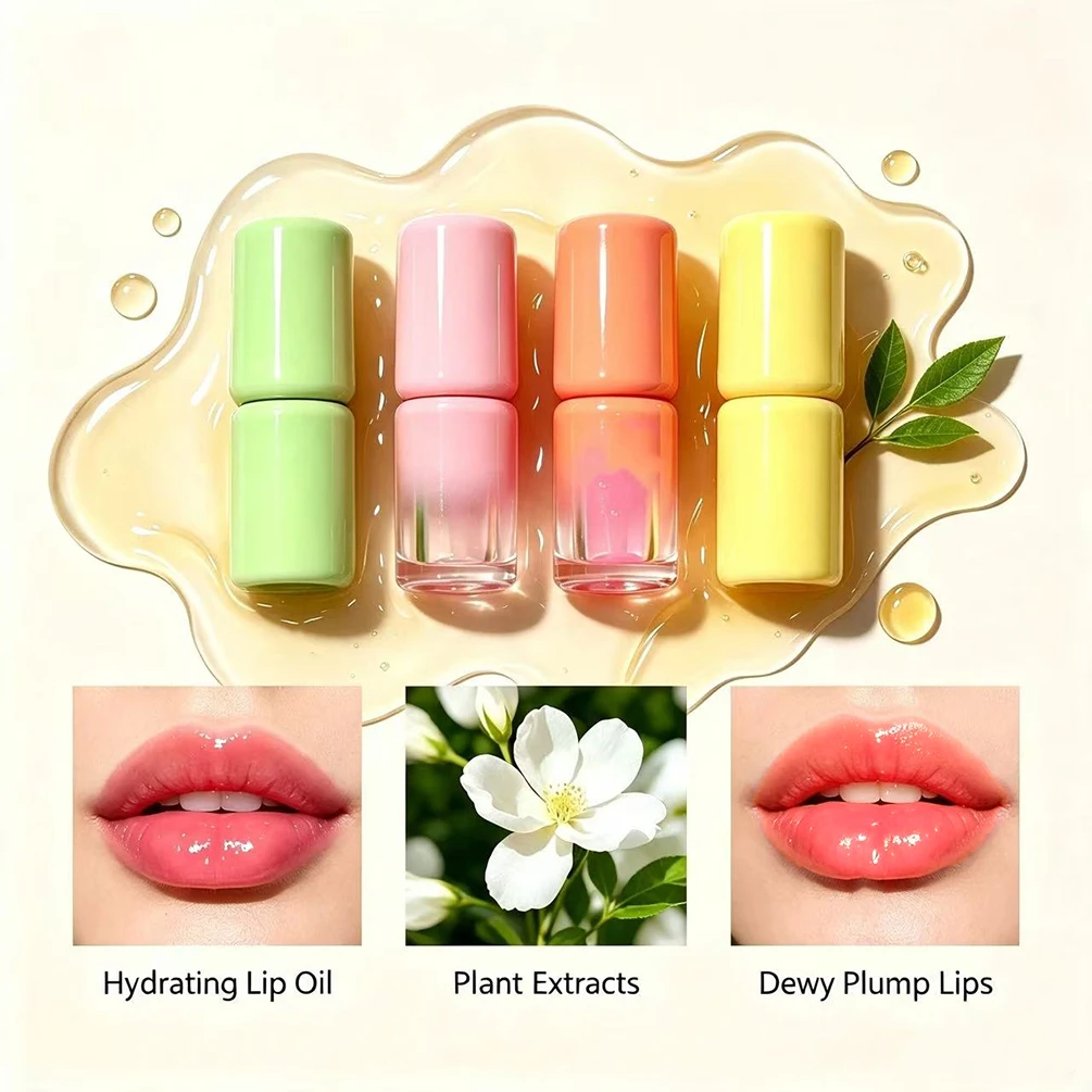 8-color Private Label Lip Oil Custom Logo Chubby Gradient Tinted Lipgloss Cute Tube Colorful Gloss Moist Makeup Wholesale Vegan