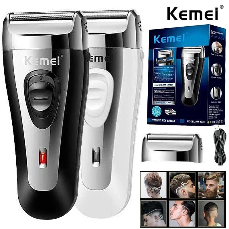 Kemei USB Hair Shaving Machine for Men Foil Professional Electric Shaver Mini Portable Razor Rechargeable Beard Trimmer KM-9038