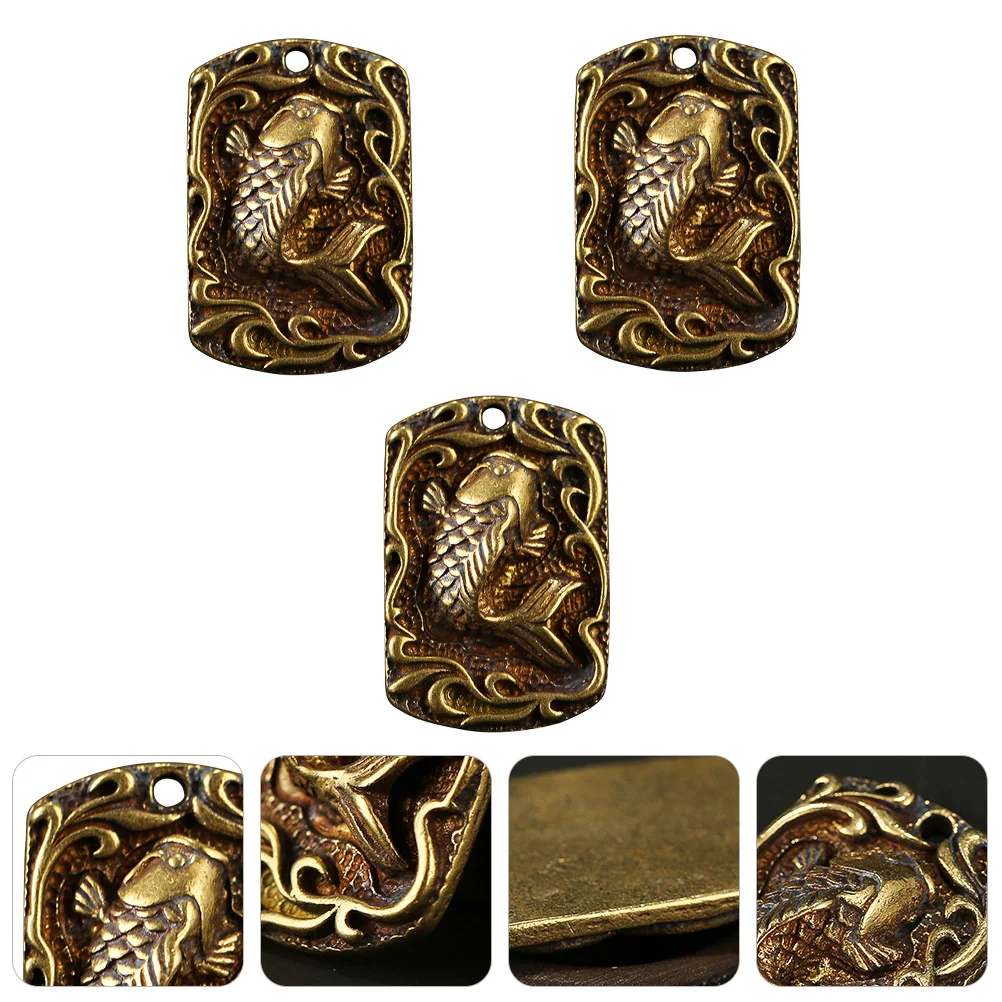 

3Pcs Chinese Style Carp Pendants Keychain Decor Retro Brass Lucky Gifts Chinese Style Carp Pendants Key Chain Hanging Decors