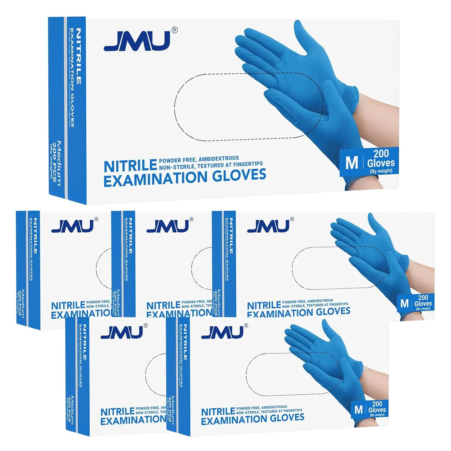 

Nitrile Gloves Medium 1200 Count 3.5Mil, Latex Free Powder Free Disposable Gloves for Medical, Industrial & Daily Use, Blue