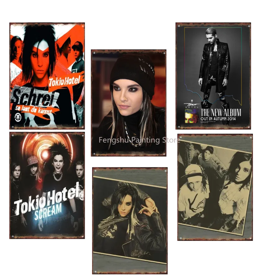 Tokio Hotel Poster Wall Mural Vintage Art Painting Metal Tin Sign wall decor retro Living Room Beer Motor Garage Room Decor