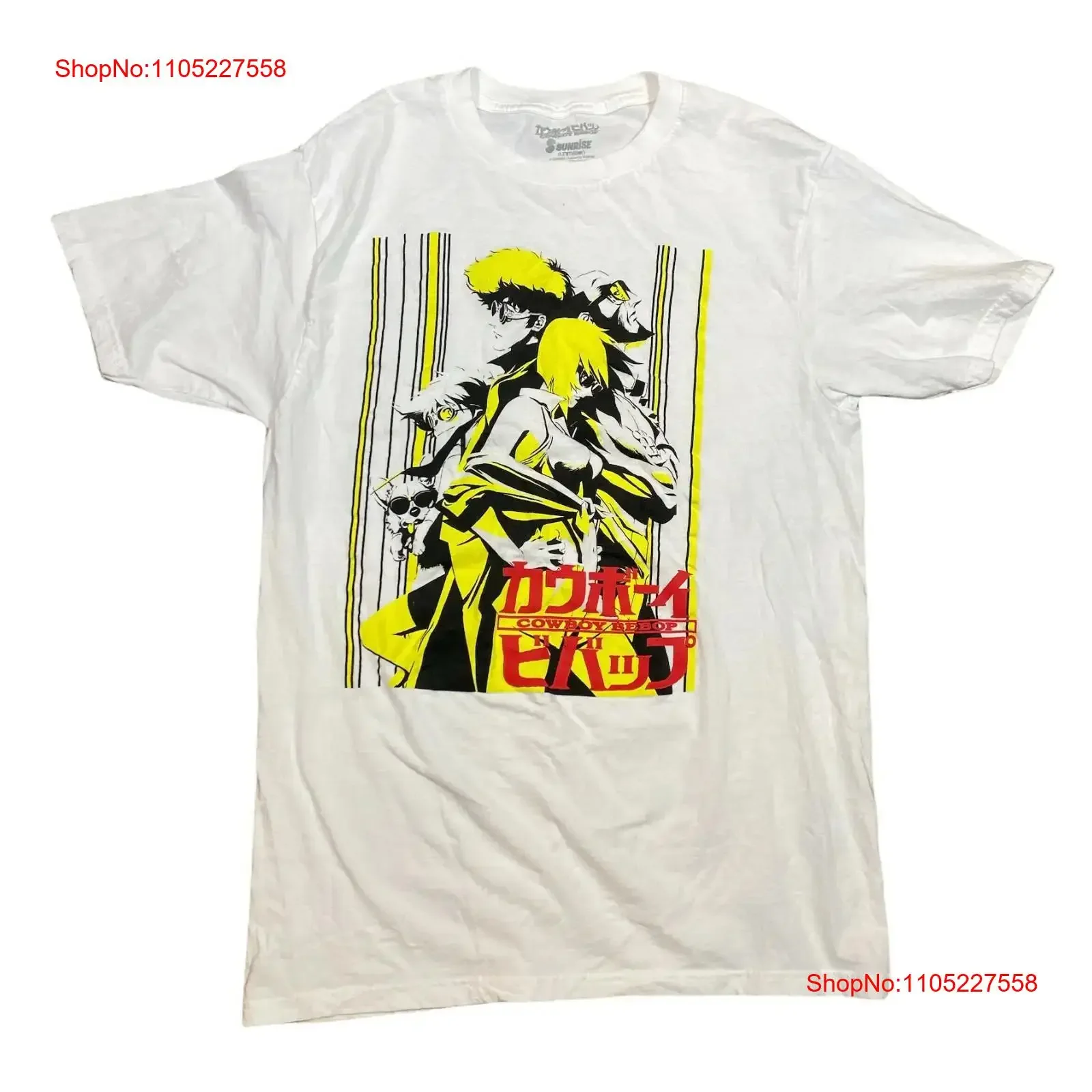 Camiseta Sunrise COWBOY BEBOP talla mediana amarillo negro blanco vintage gráfico lavado transpirable Casual streetwear versátil
