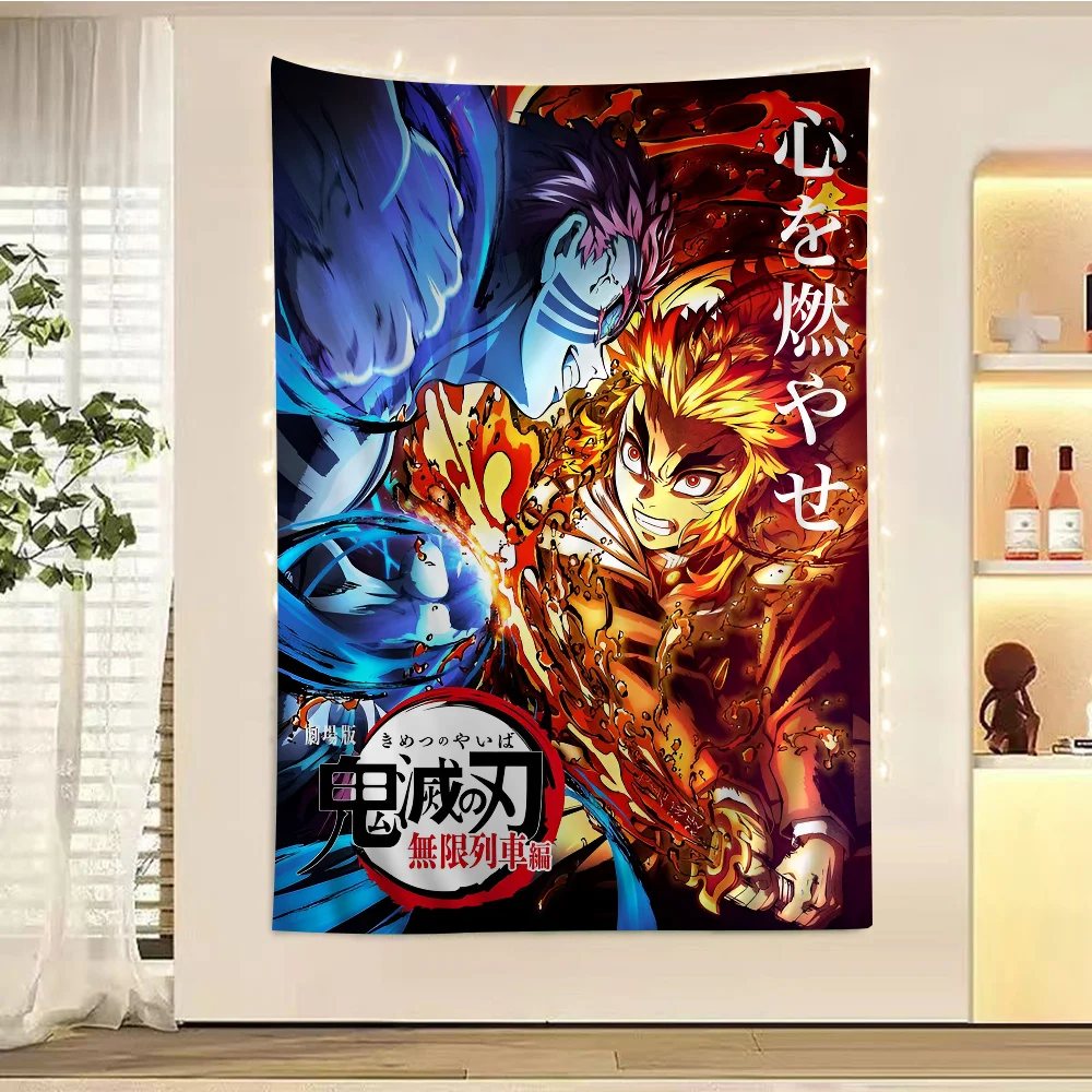 Demon Slayer Cartoon Tapestry Art Science Fiction Room Home Decor Wall Hanging Sheets