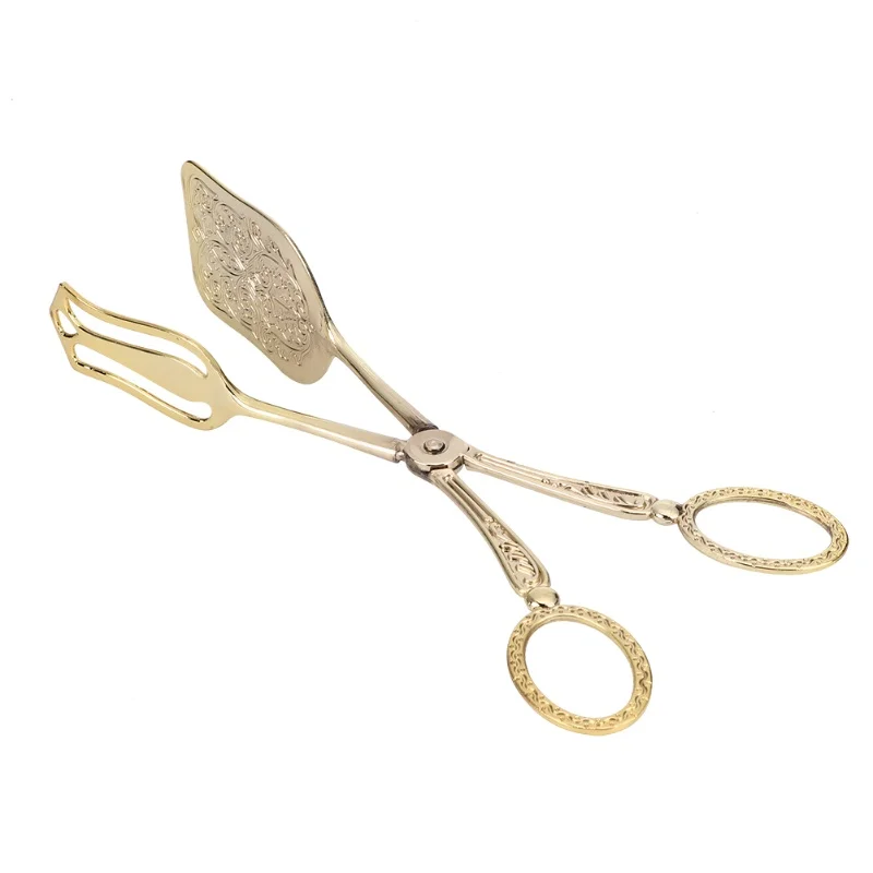 

Retro Zinc Alloy Bread Tong Baking Food Clip Kitchen Tool Square HeadSilver