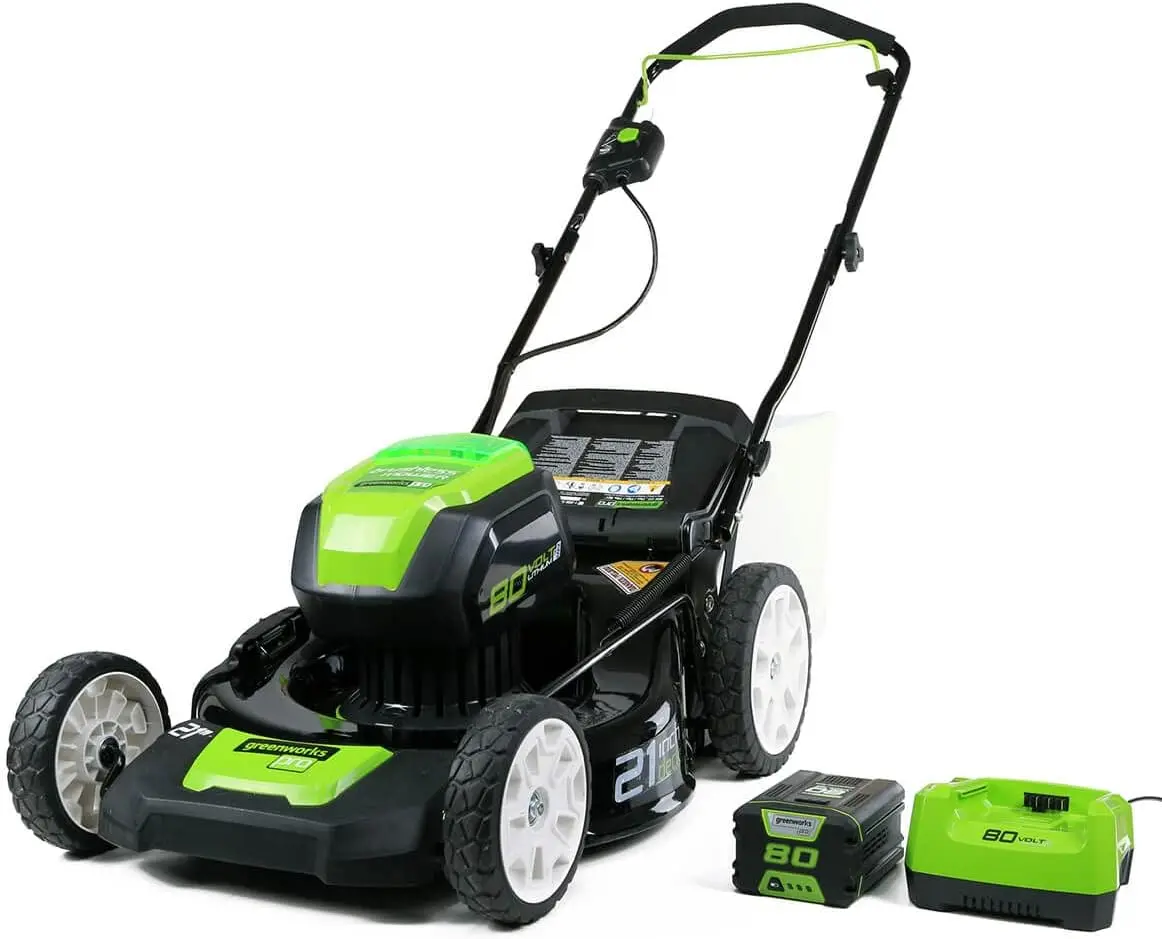 

Greenworks 80V 21" Brushless Cordless (Push) Lawn Mower (75+ Compatible Tools), 4.0Ah Battery and 60 Minute Rapid Charger