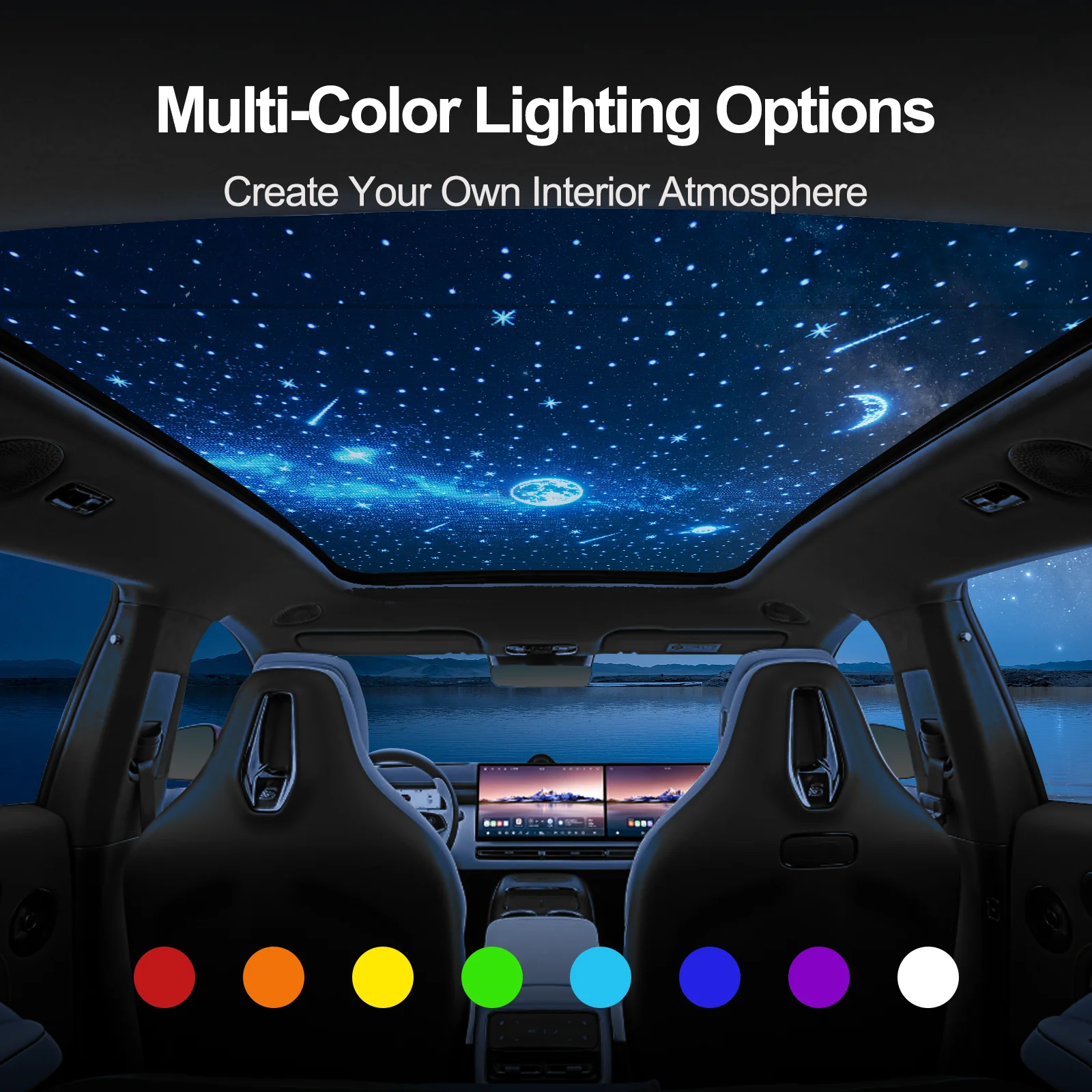 Custom Starry Sky Sunroof Film, Dimmable Color Changing Car Interior Light Kit