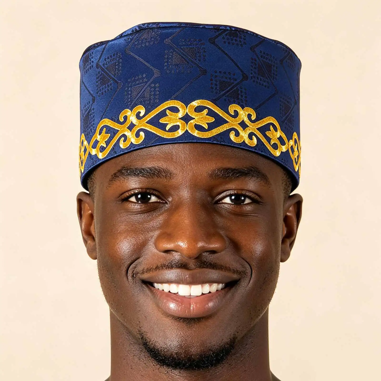 Men Prayer Hats Islamic African Muslim Kippah Arab Caps Men Arabia Cotton Gold Embroidery Wrap Muslim Islam Men Hat Headscarf