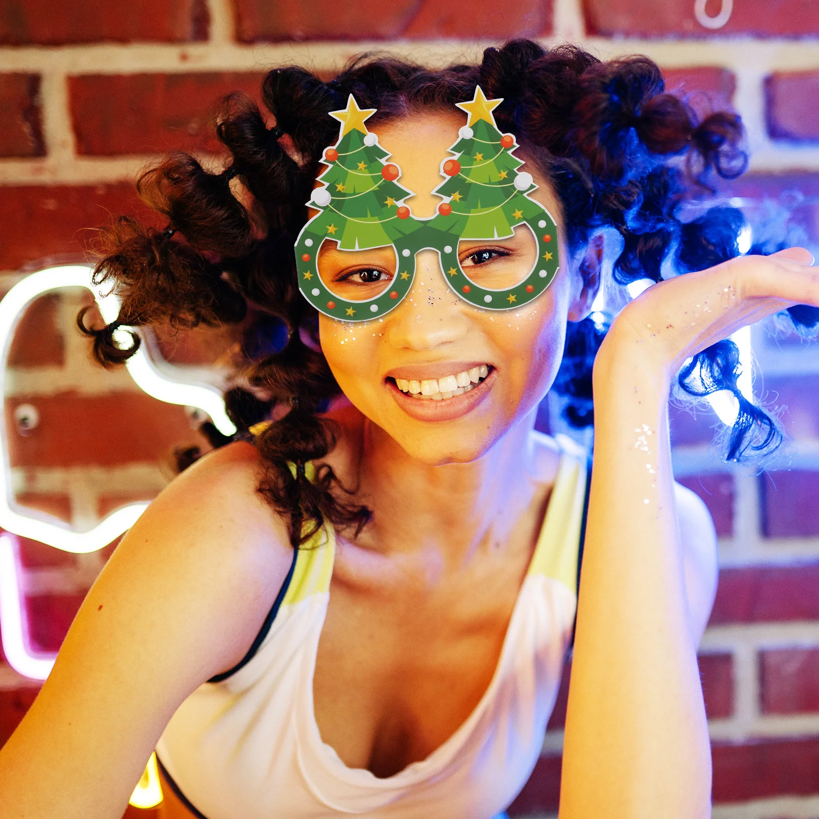 

8pcs Christmas Paper Glasses Festive Cartoon Eyeglasses Xmas Party Supplies Photo Booth Props Holiday Gift Kids Adults