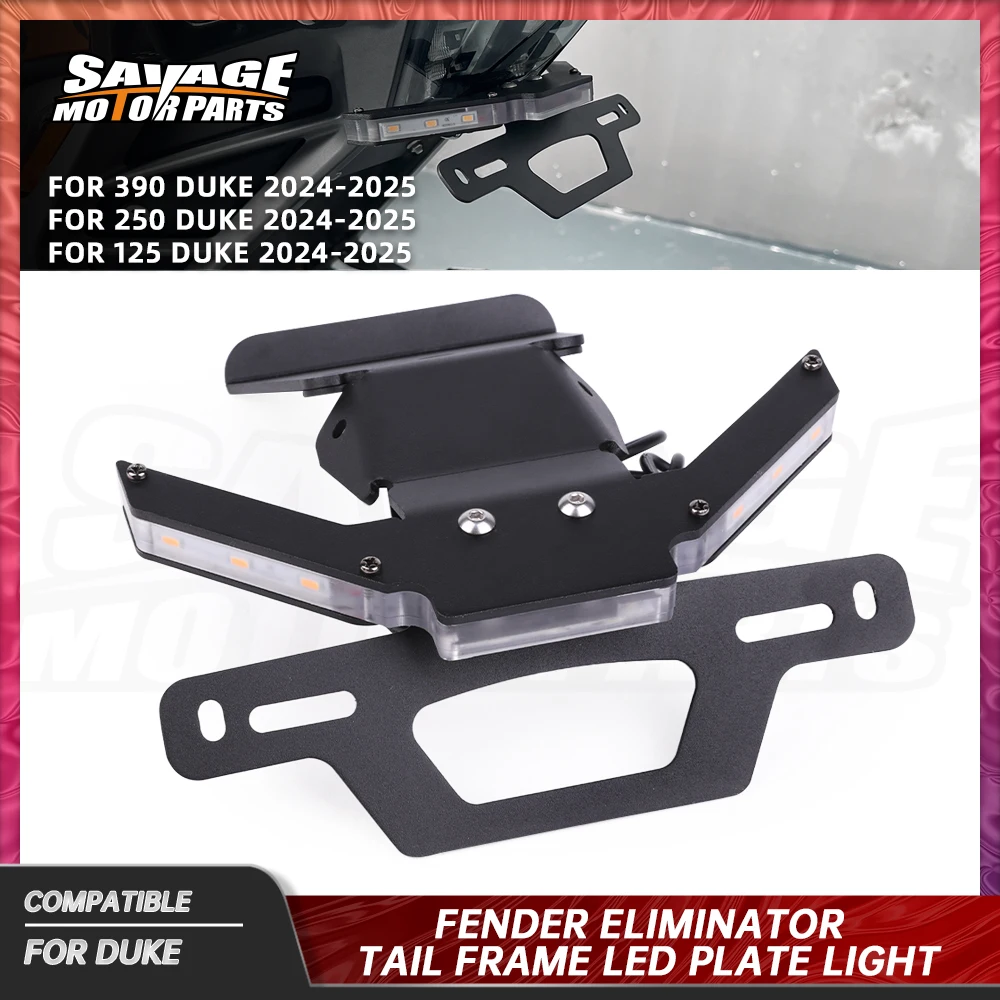 

For 390 250 125 Duke 2024 License Plate Holder Fender Eliminator Tail Frame With Turn Signal Light Registration Holder Support
