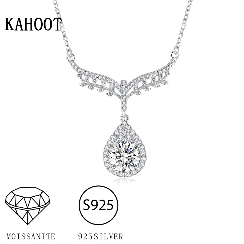 925 Sterling Silver Moissanite 3 Carat Wing Set Necklace Fashion Casual Advanced Design Light Luxury Niche Clavicle Chain Ladies