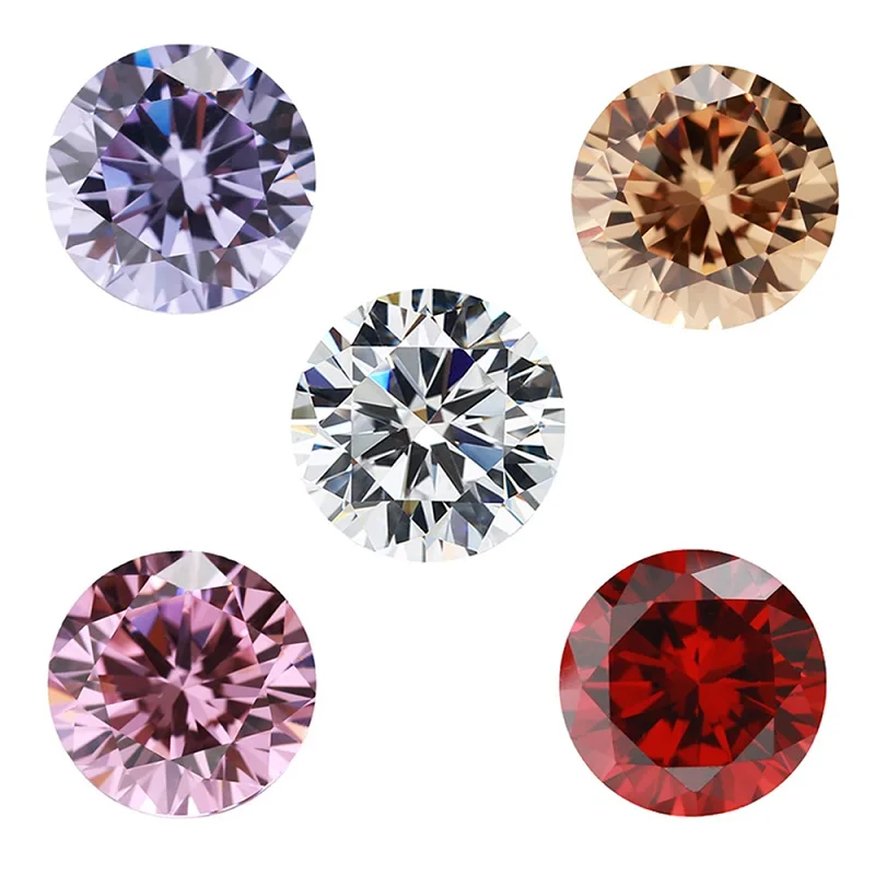 1~12mm 5A Runde Lose Zirkonia-Steine Weiß Champagner Lavendel Rosa Granat Mix 5 Farben CZ Edelsteine für Schmuckherstellung – Detail 1