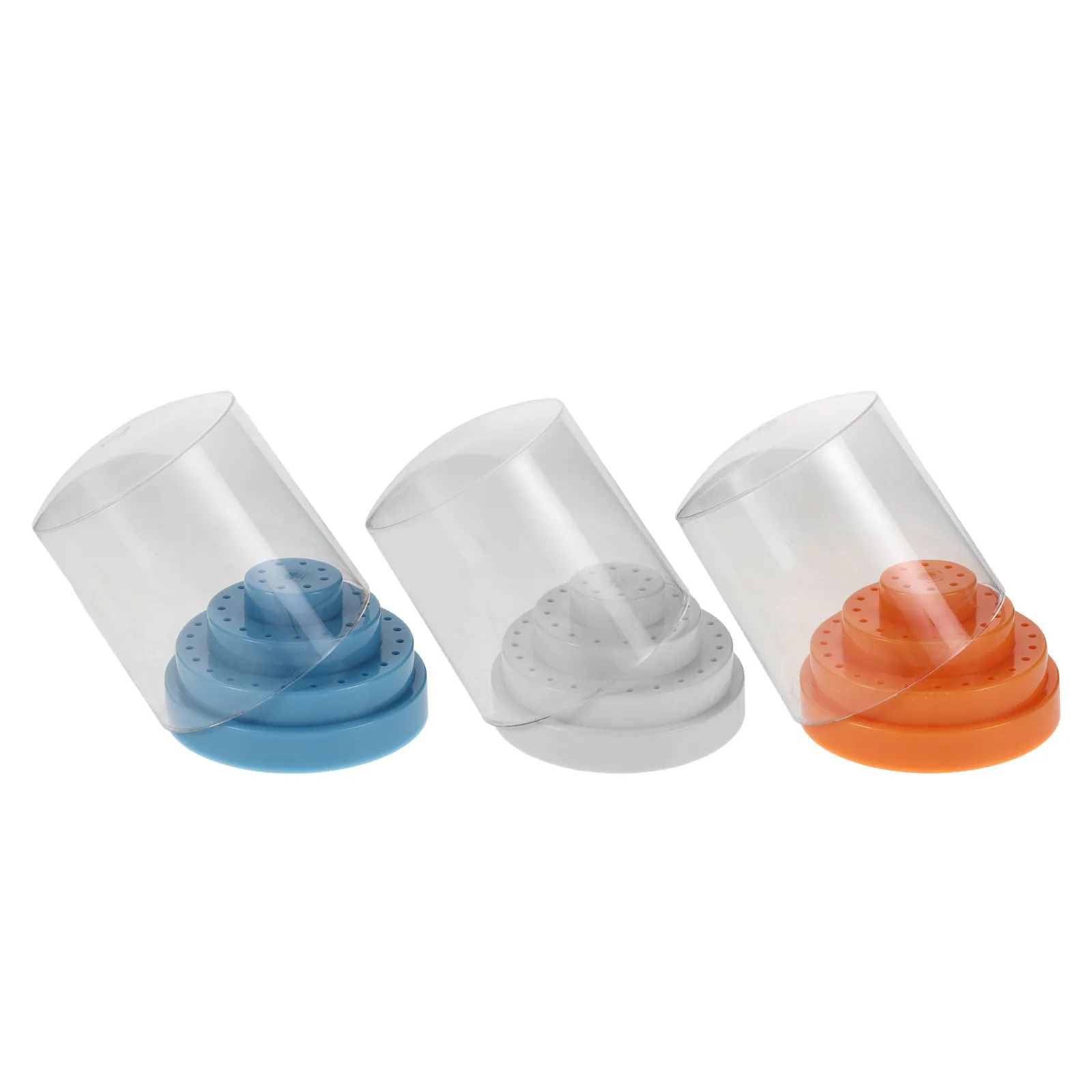 

3pcs Tool Storage Box 48 Holes Plastic Organizer Case For Nail Drill Bits Dustproof Portable Manicure Grinding Heads Container