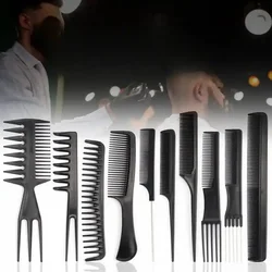 10 Piece Hair Styling Comb Set Black Hairdressing Brush Barbers Anti-Static Barber Shop Supplies Wholesale