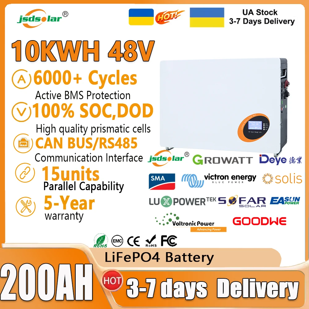 Le Jsdsolar 48V 200Ah LiFePO4 Battery Une Solution Énergétique Durable pour Votre Maison