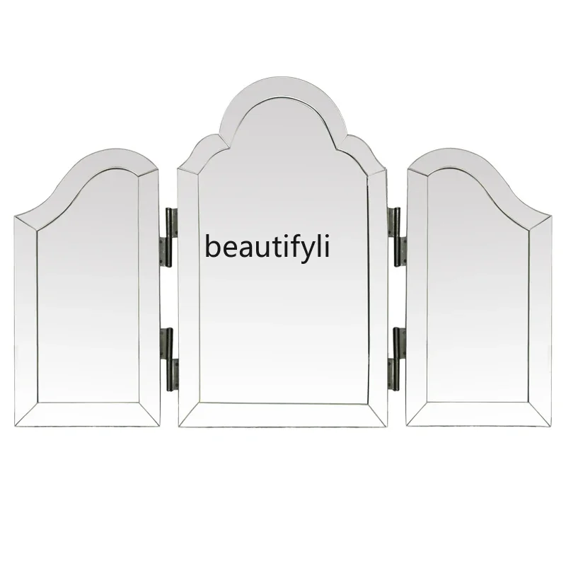 European makeup mirror light luxury three-fold irregular vanity mirror bedroom special-shaped mirror