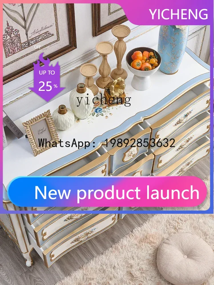 

X8 bedroom TV cabinet bedside locker French light luxury painted master bedroom solid wood storage cabinet