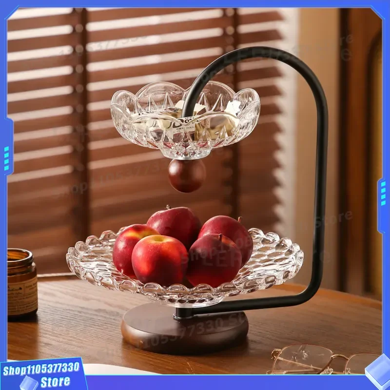 Double Layer Fruit Plate Dried Snacks Dessert Tray Household Living Room Coffee Table Organizer Afternoon Tea Rack Front Desk