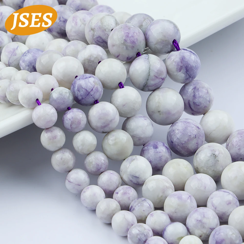 

Natural Purple Howlite Beads Round Loose Spacer Beads for Jewelry Making 6/8/10mm Bracelets Necklace DIY Accessories Wholesale