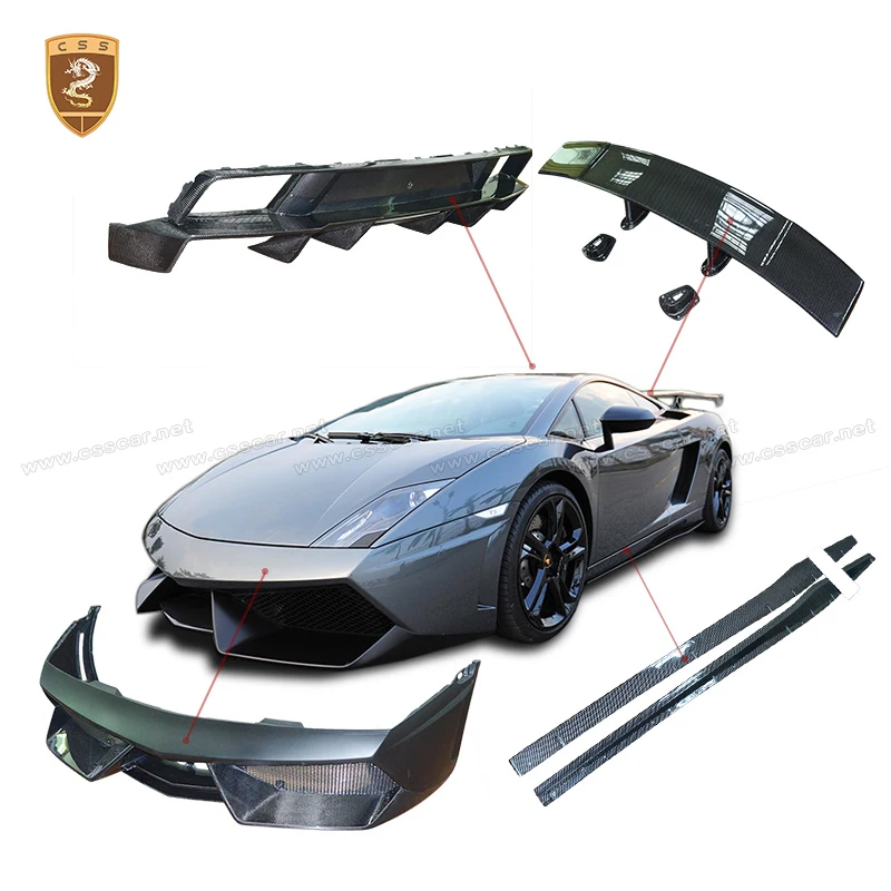 For Lamborghini Gallardo LP550/LP560/LP570 DC Style Carbon Fiber Tail Wing Spolier Front Bumper Guard Car Side Skirt Splitter