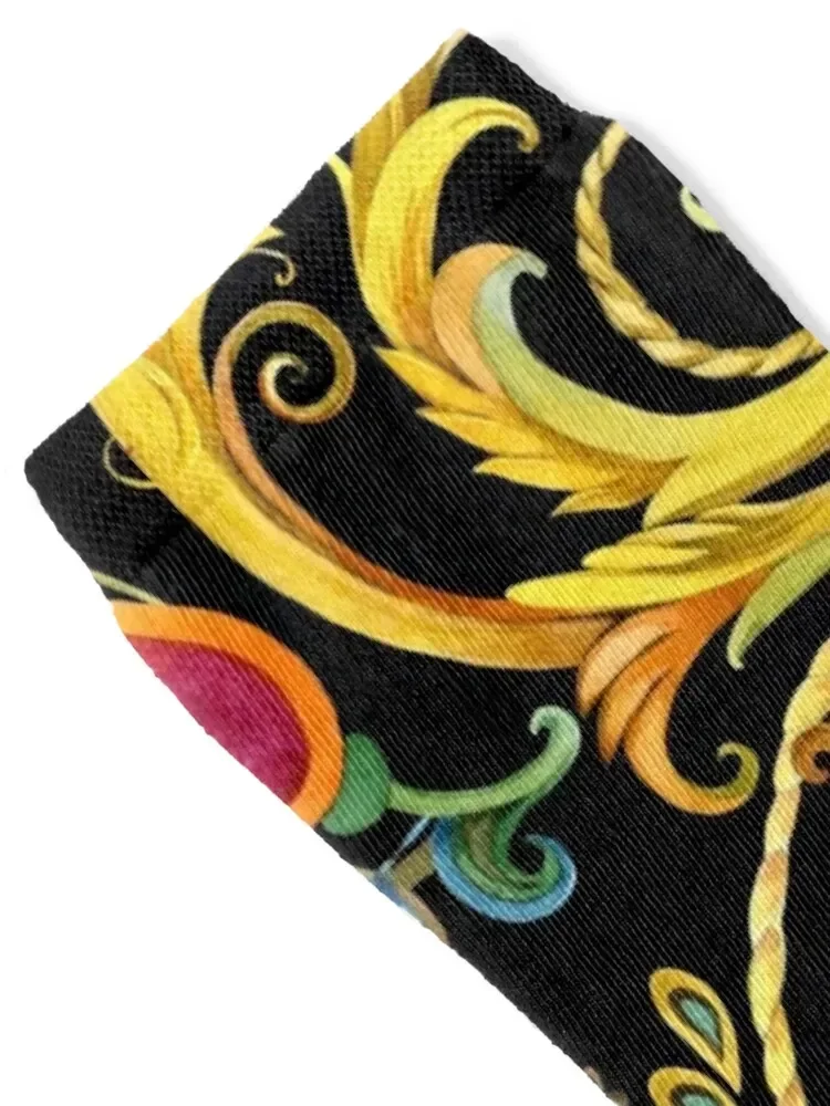 vintage golden chains, gold flower, Socks loose bright garter sheer hip hop Girl'S Socks Men's