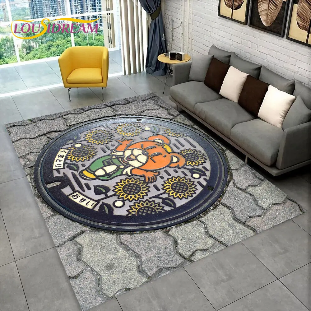 ثلاثية الأبعاد الفن غطاء فتحة مدينة منطقة البساط ، السجاد البساط للمنزل غرفة المعيشة غرفة نوم أريكة ممسحة ديكور المطبخ ، الاطفال عدم الانزلاق الكلمة حصيرة HD