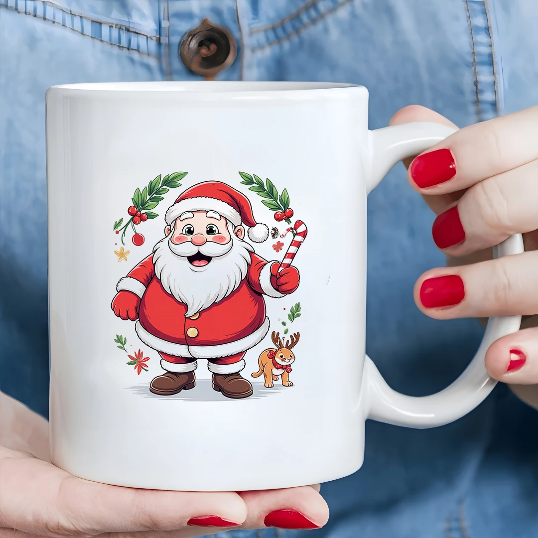 كوب كرتوني سانتا كلوز سعة 11 أونصة + كوب سانتا كلوز هدية عيد الميلاد للأطفال كوب قهوة مكتب عائلي #5