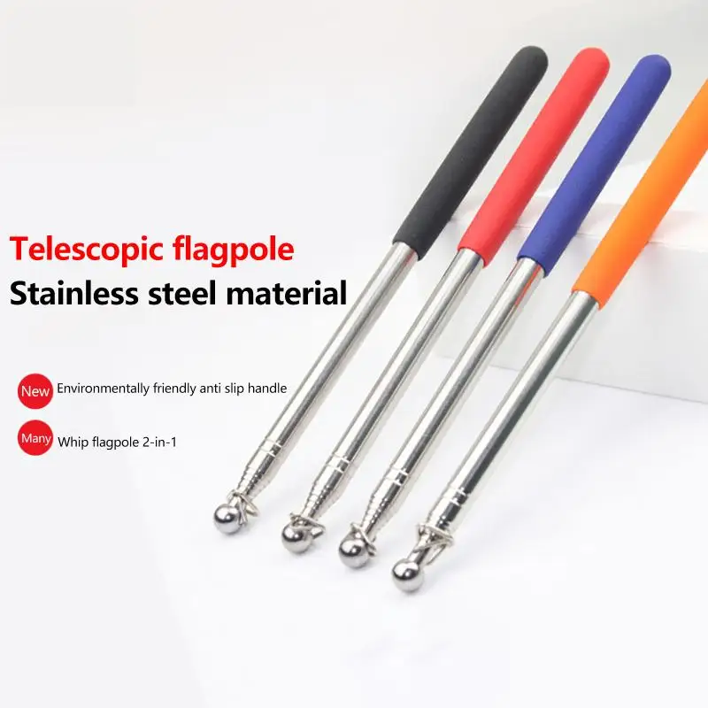 1.2M Retractable Steel Flag Pointer Stick Portable Teaching Wand for School Teacher Office Presentation Parade Guide