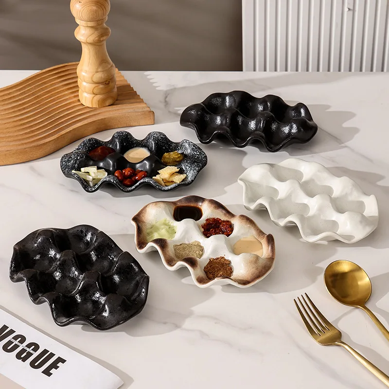

Geometric Ceramic Tray, Egg, Multi Grid Candy, Dessert Sushi Tray, Molecular Cooking Utensils