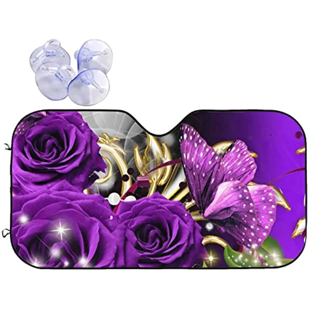 

Rose Purple Butterfly Windshield Sunshade for Car SUV Truck Foldable Uv Ray Reflector Front Window Sun Shade Visor Shield Cover