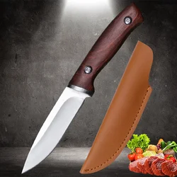Boning Knife Meat Cleaver Stainless Steel Kitchen Hand Meat Fruit Knife Roasted Whole Lamb Steak BBQ Knife with Cover Cutlery