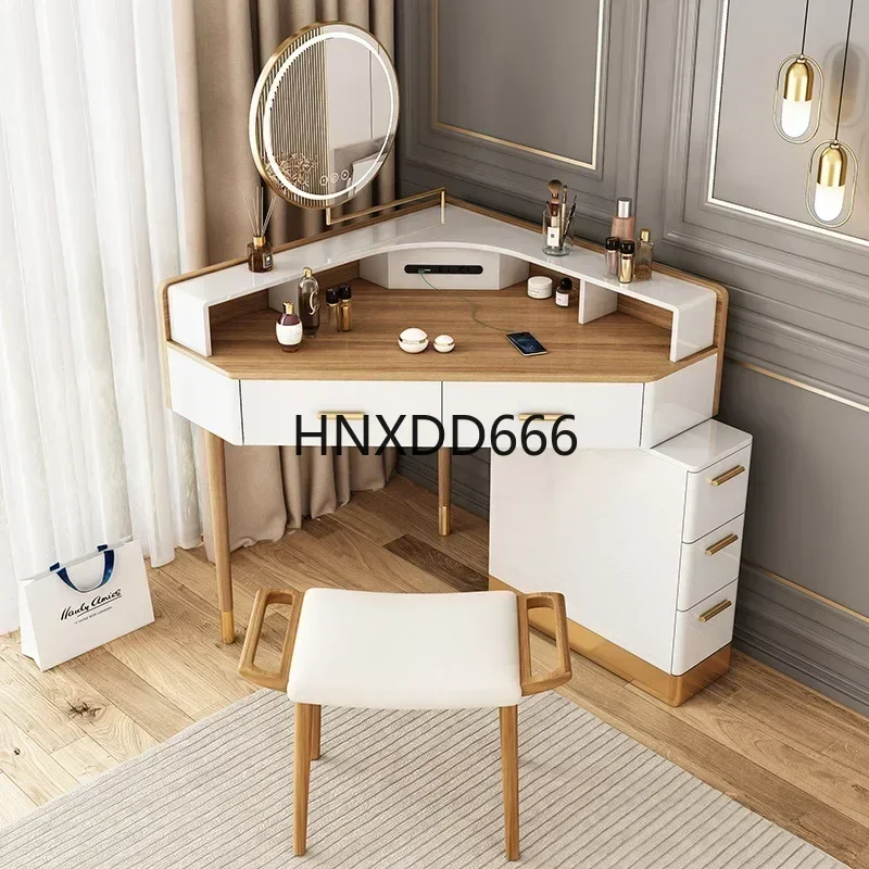 Mulheres maquiagem penteadeira vaidade mesa ângulo quarto luxo canto penteado cômoda mesa com espelho penteadeira móveis
