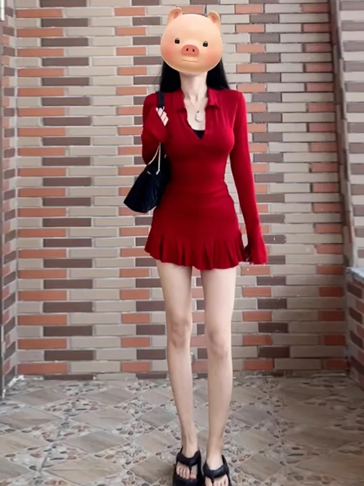 Jurken Damesjurk met lange mouwen Bruidsmeisje Lente Mesh Polka Dot Geborduurde pofmouwen Tailleloos Oversized Zoete meisjesstijl