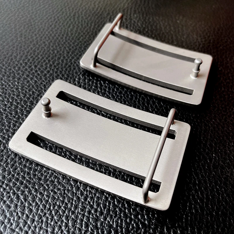 Brushed Men True Titanium Plate Slide Pin Belt Buckle 3.5 &3.8 CM Never Rust Hypoallergenic Trendy