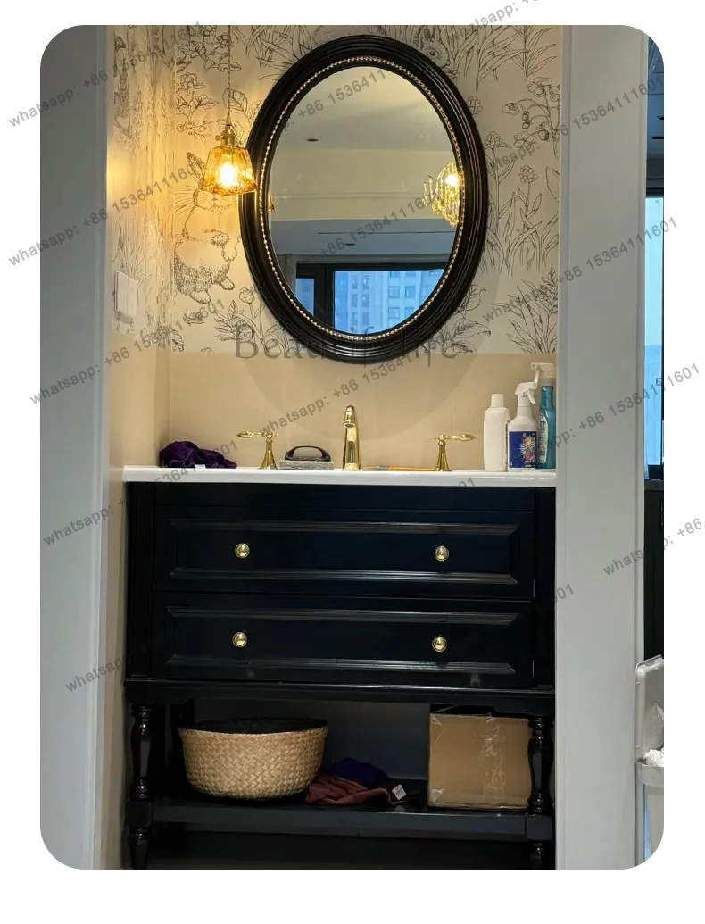 

Floor-to-ceiling American bathroom cabinet combination marble integrated basin under the counter Washing sink