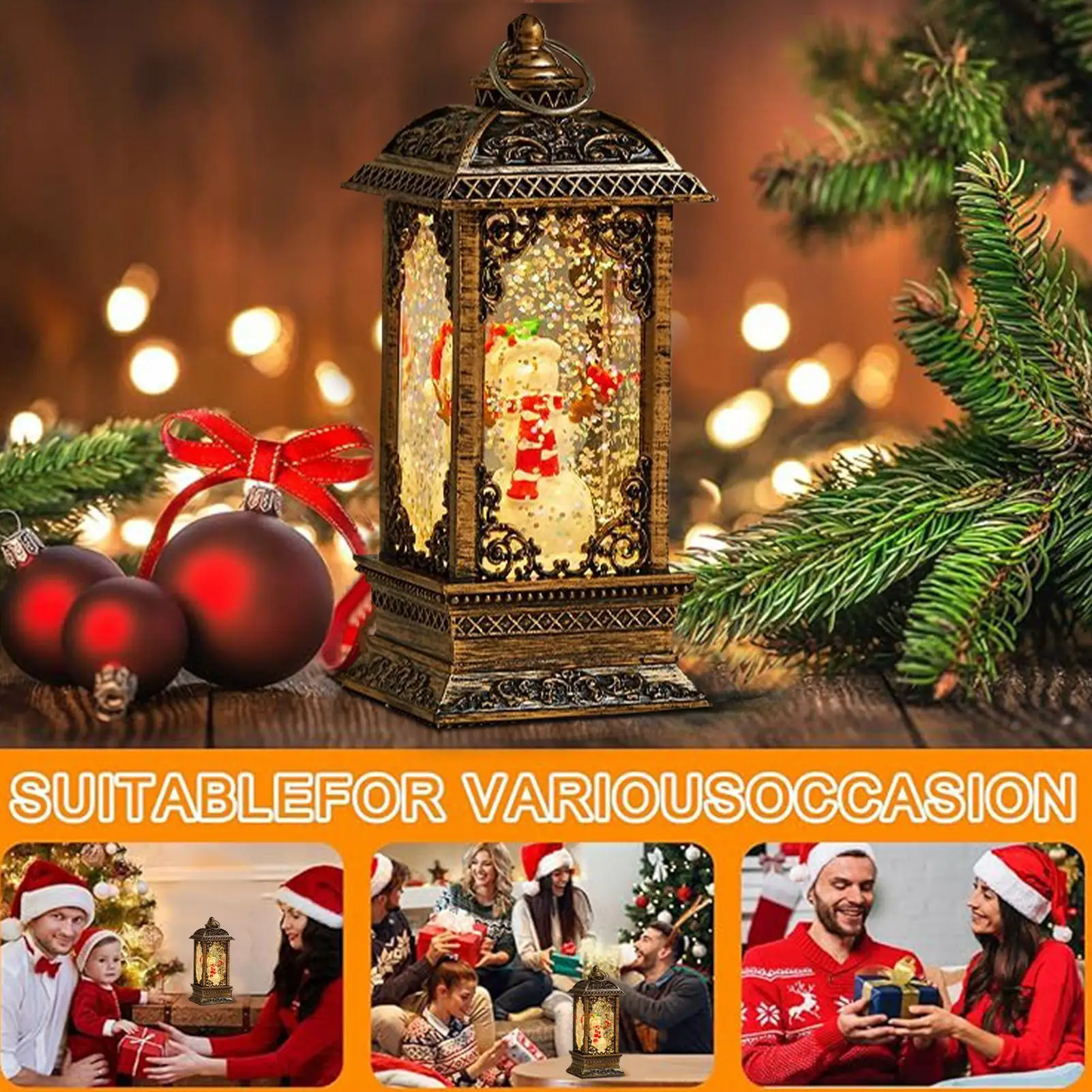Christmas Snow Globe Hexagonal Cone Centerpiece Lighted Christmas Globe Santa Decor For Friends Teens Adults Men Women Under