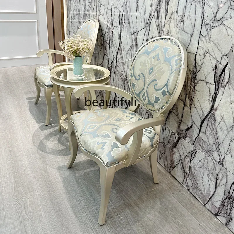 

ss1001 American Solid Wood Sofa Chair Living Room Model Room Balcony Fabric French Single Leisure Chair