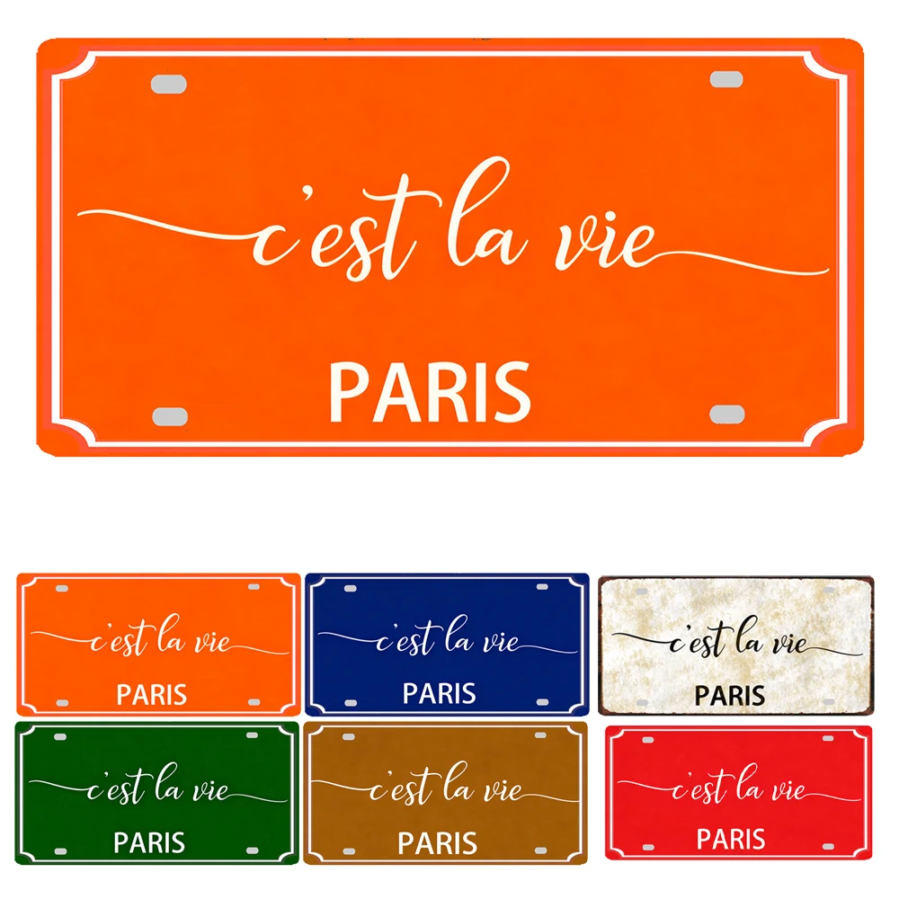 【YZFQ】C'est La Vie Metal Sign French Proverb Tin Plaque For Wall Bar Kitchen Retro Living Room Home Decor 12X6INCH JM-0266