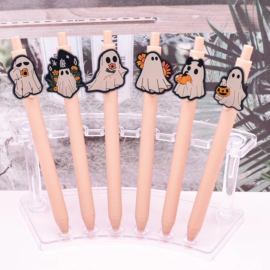 1/9 قطعة قلم حبر جاف للهالوين يمكنك صنعه بنفسك من البلاستيك الإبداعي اللطيف الكرتوني قلم ضغط للطلاب اللوازم المكتبية المدرسية